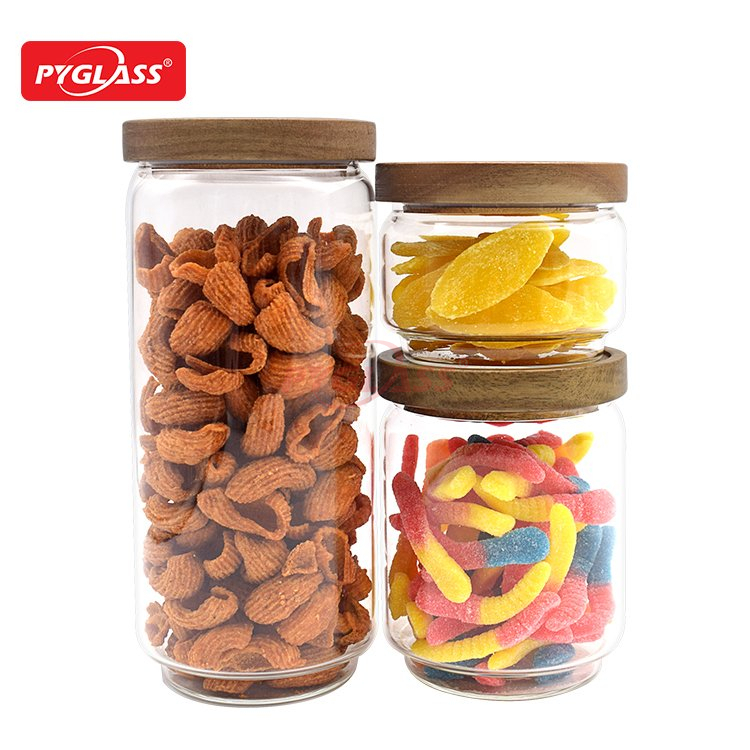 Glass Storage Canister with Acacia Wooden Lid