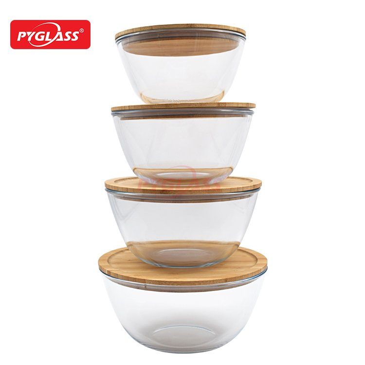 High Brosilicate Salad Bowl with Bamboo Lid