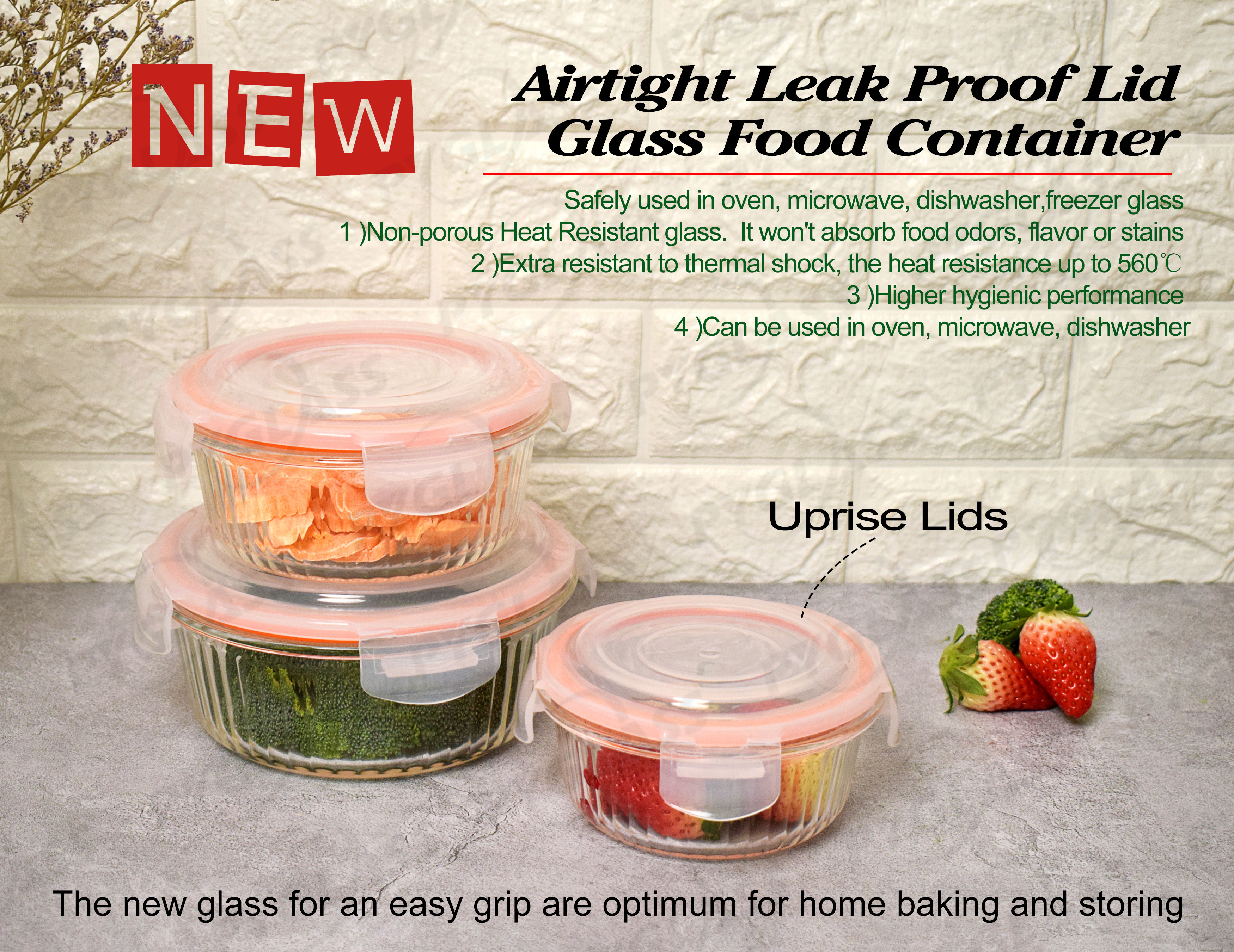 New Design Airtight Glass lunch Containers with Lids -Product Overviews