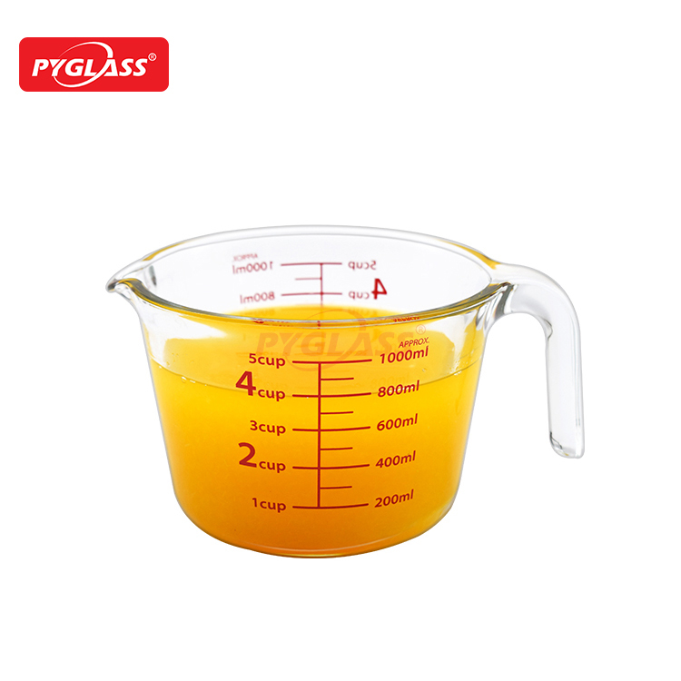 Glass Measuring Cup For Kitchen Juicer With Bamboo Lid
