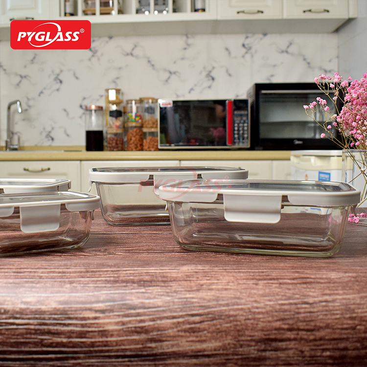 Heat Resistant Glass Meal Prep Containers with Stainless Steel Lid