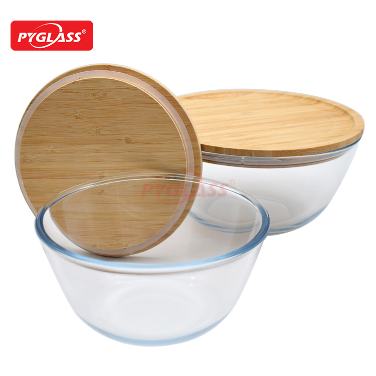 Glass Mixing Bowl with Bamboo Lid