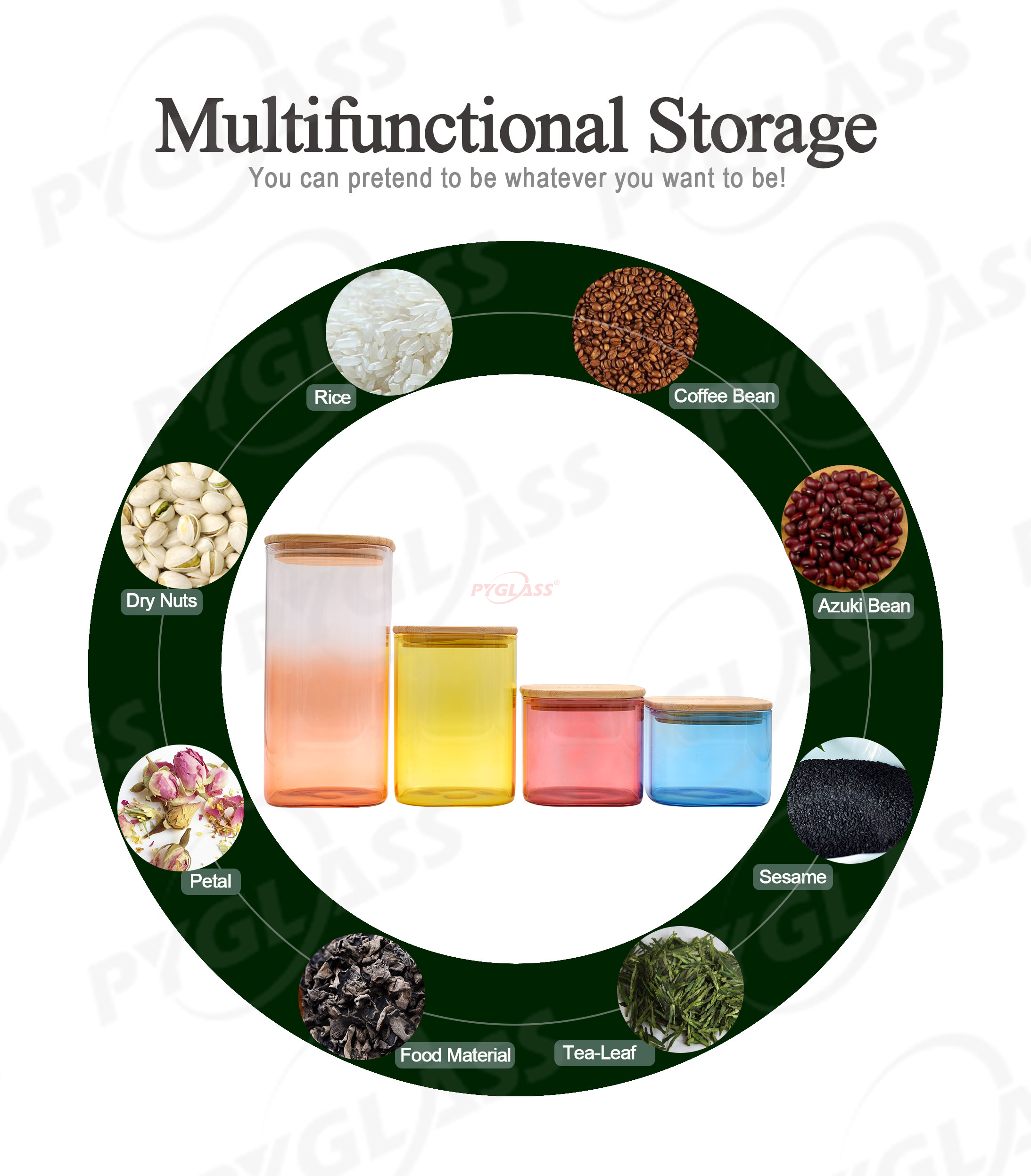 Square Shape Colorful Glass Storage Jar -Product Overviews