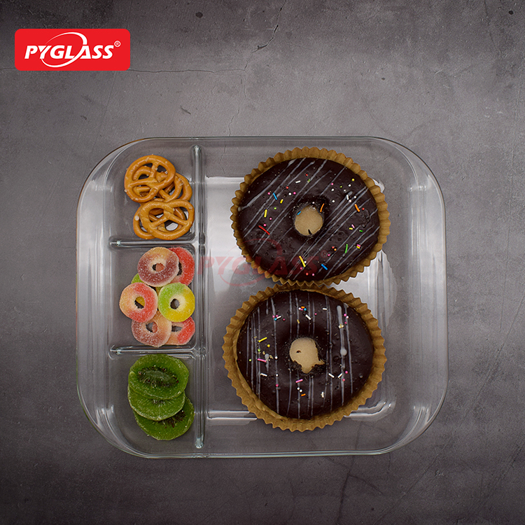 Glass Divided Plate with 4 Compartments