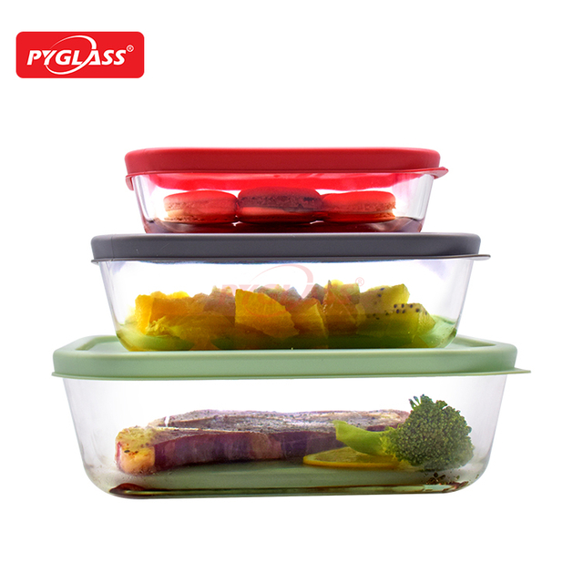 Square glass container with PE lid