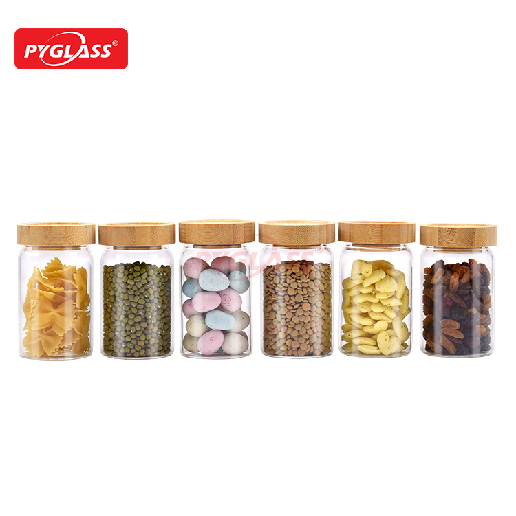 Bamboo Lid Glass Storage Jar Sets