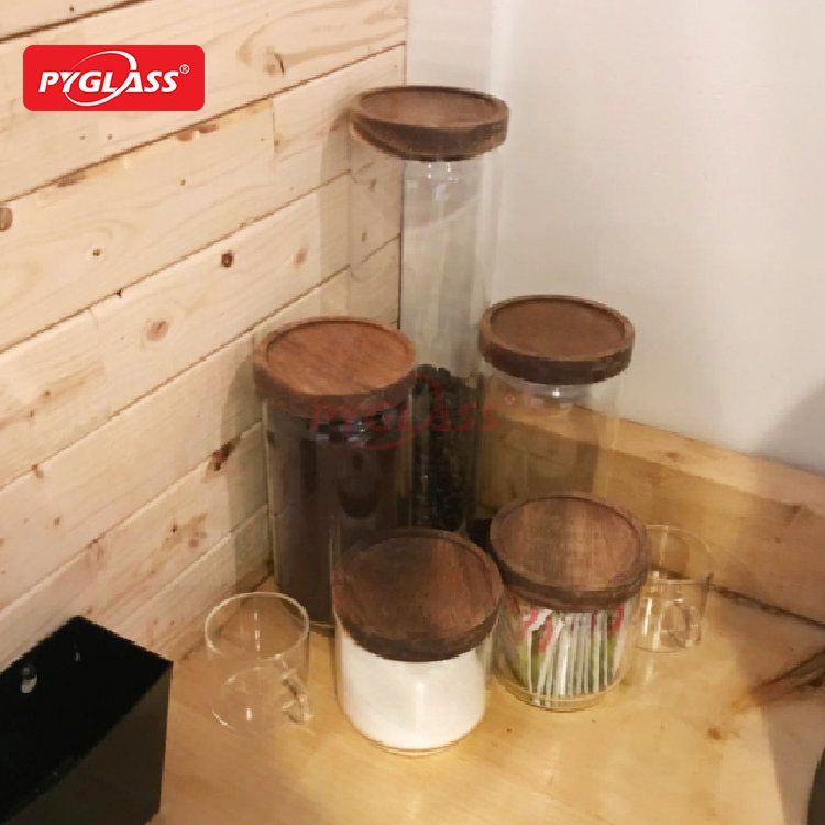 Glass Storage Canister with Acacia Wooden Lid
