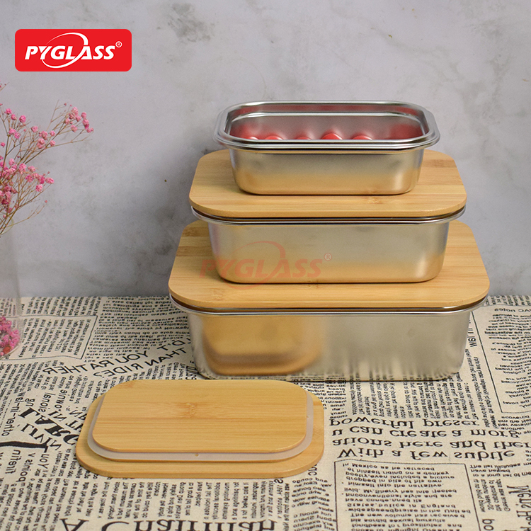 Stainless Steel Food Storage Containers with Bamboo Lid