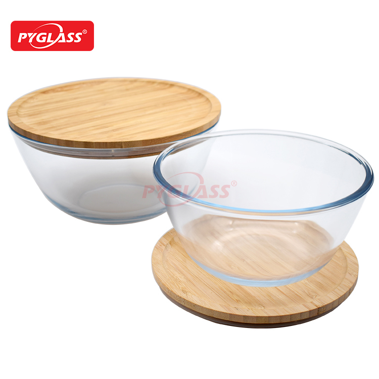 Glass Mixing Bowl with Bamboo Lid
