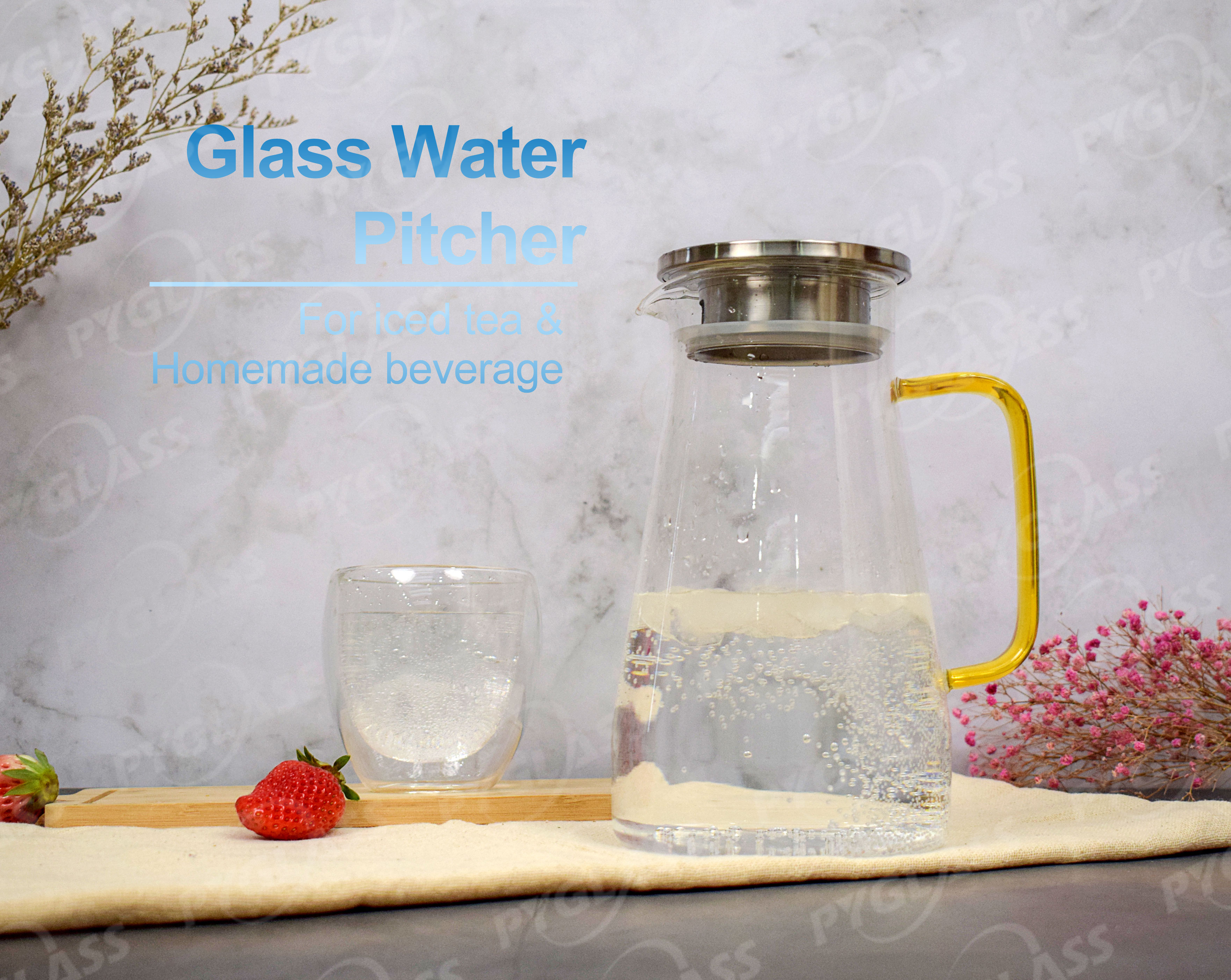Glass Water Pitcher with Handle