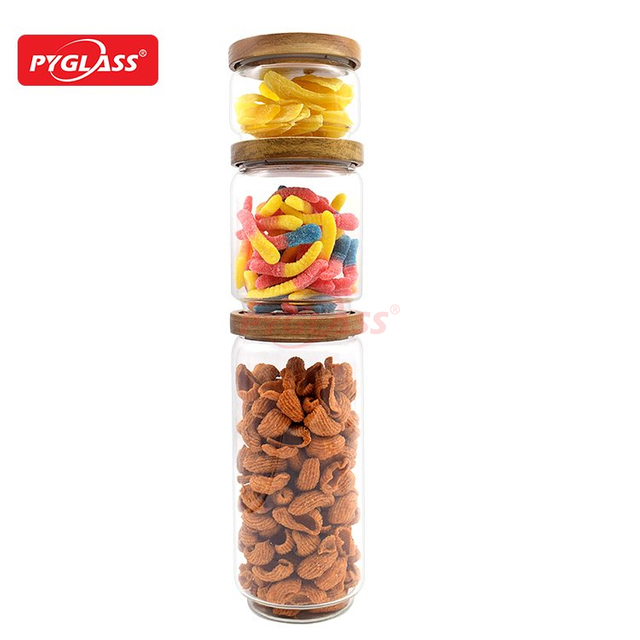 Glass Storage Canister with Acacia Wooden Lid