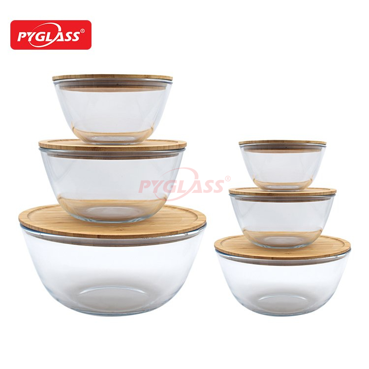 High Brosilicate Salad Bowl with Bamboo Lid