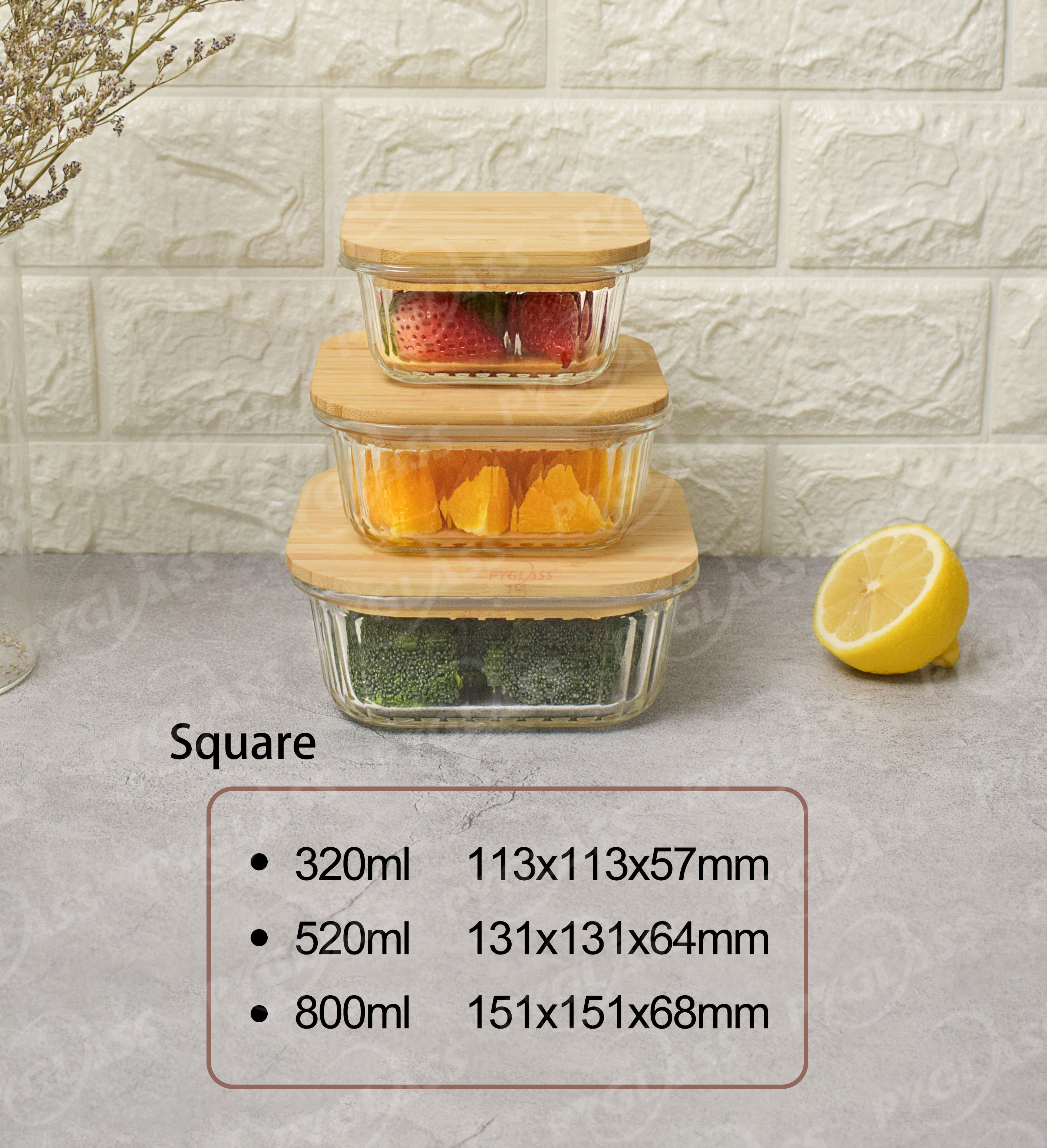 Glass Containers with Bamboo Lids Urban Green -Product Description