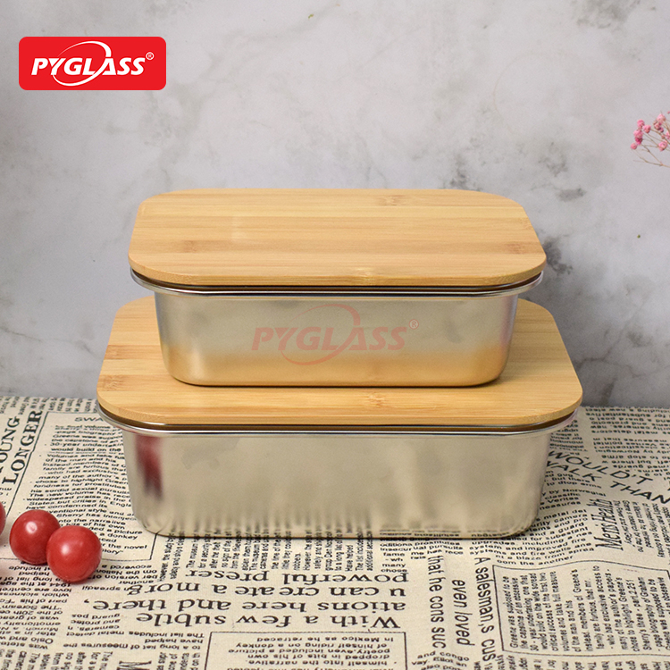 Stainless Steel Food Storage Containers with Bamboo Lid