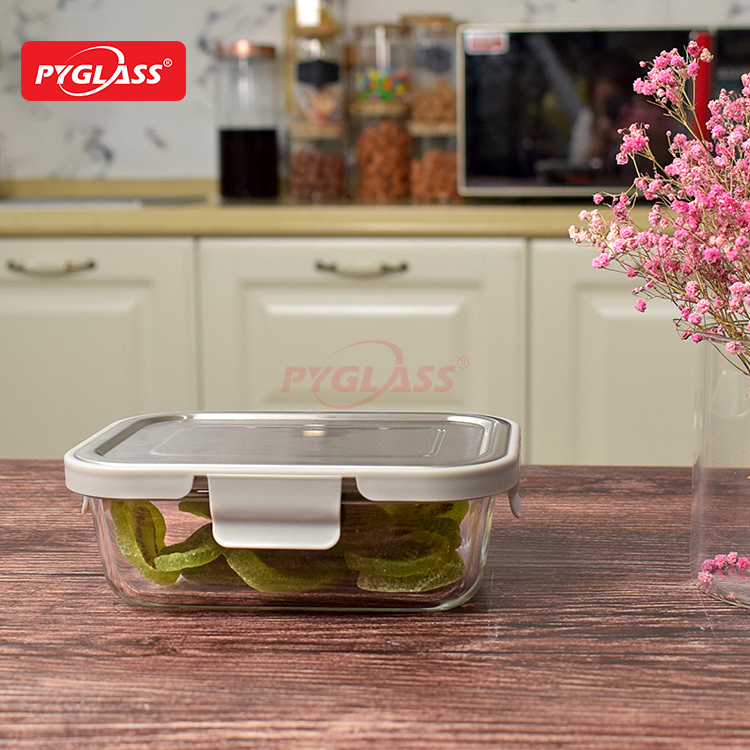 Heat Resistant Glass Meal Prep Containers with Stainless Steel Lid