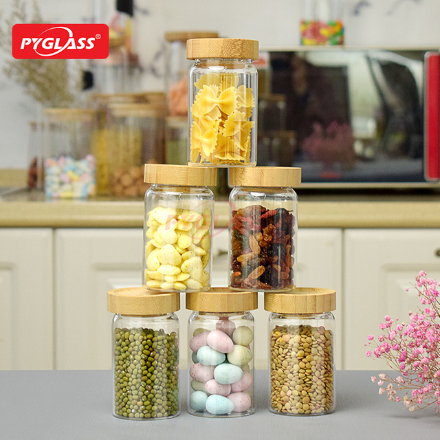 Bamboo Lid Glass Storage Jar Sets