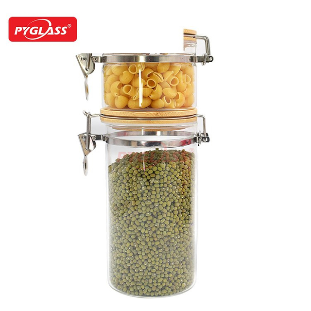 Glass Storage Jars with Airtight Locking Clamp Lids