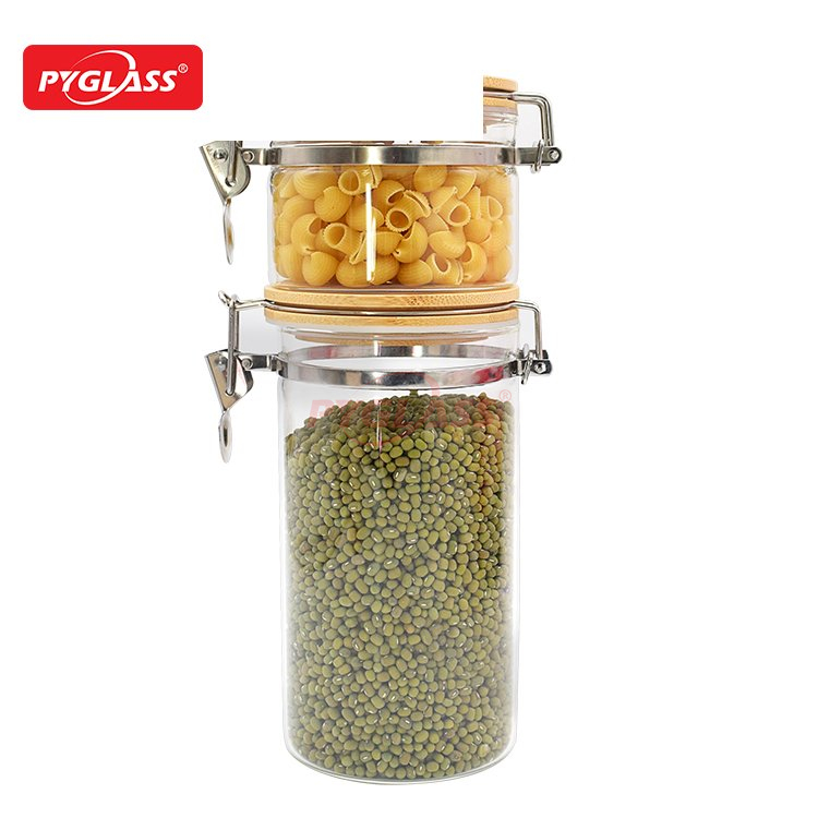 Glass Storage Jars with Airtight Locking Clamp Lids