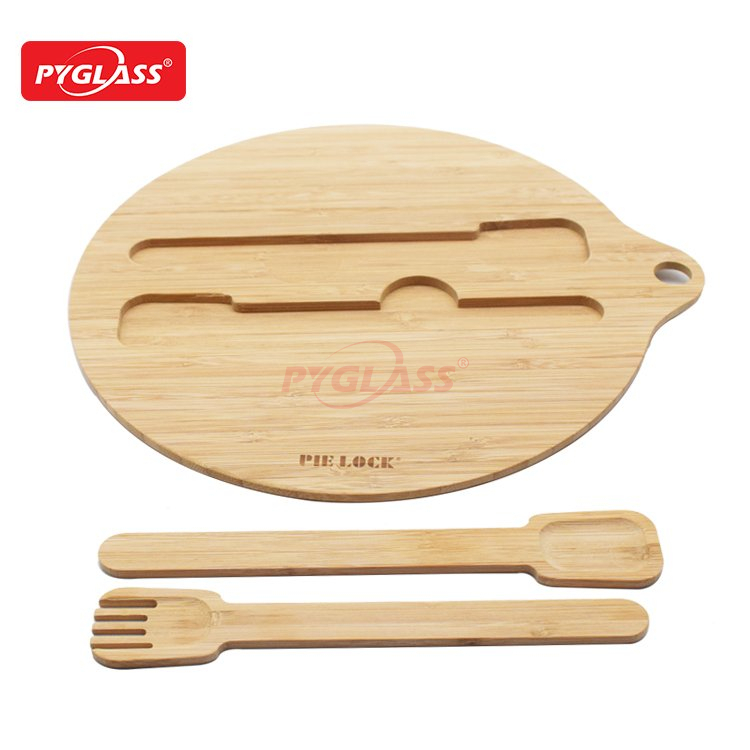 Bamboo Lid Glass Bowl with Fork And Spoon