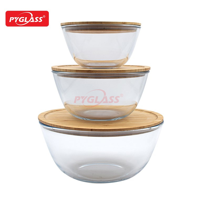 High Brosilicate Salad Bowl with Bamboo Lid